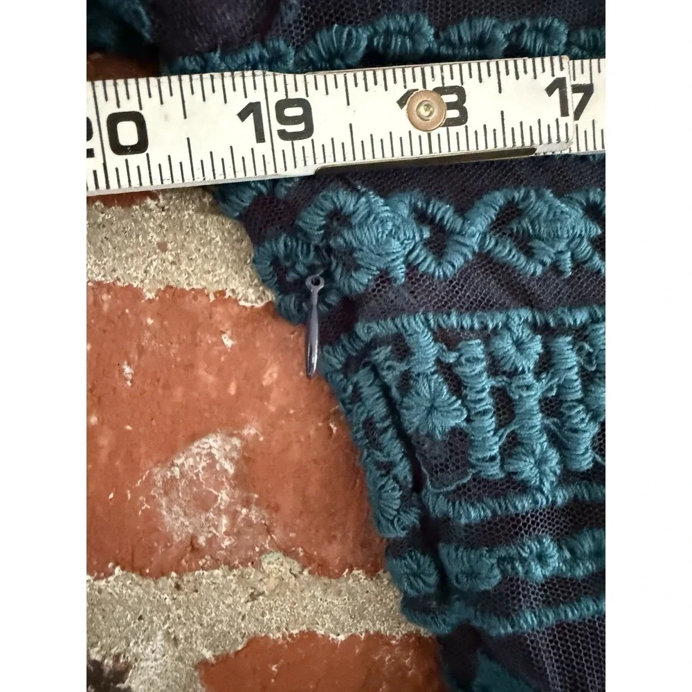 Sundance Midi Dress Small Rhapsody Embroidered Lace Overlay Teal Blue No Liner‎